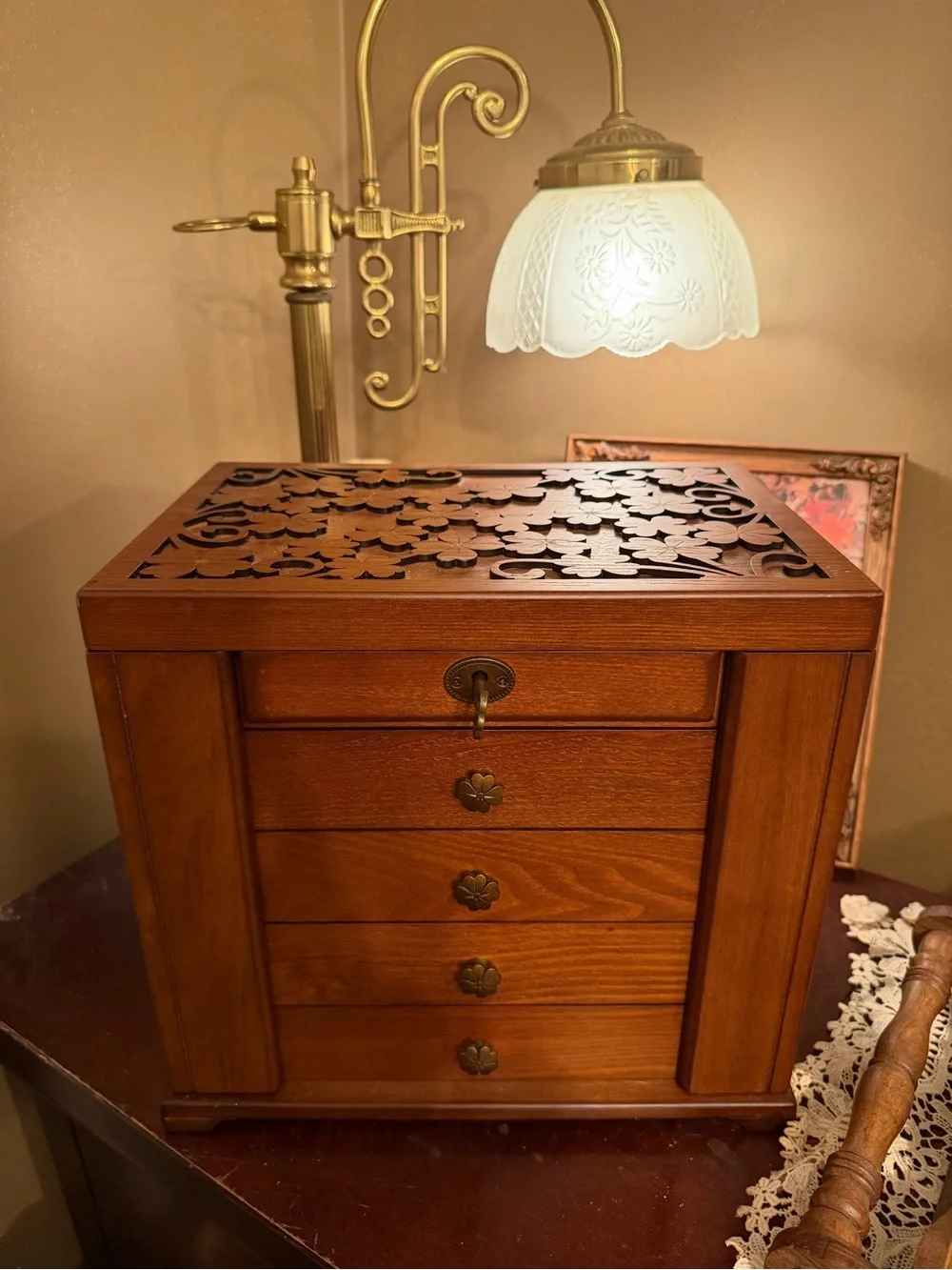 Wood Jewelry lock box